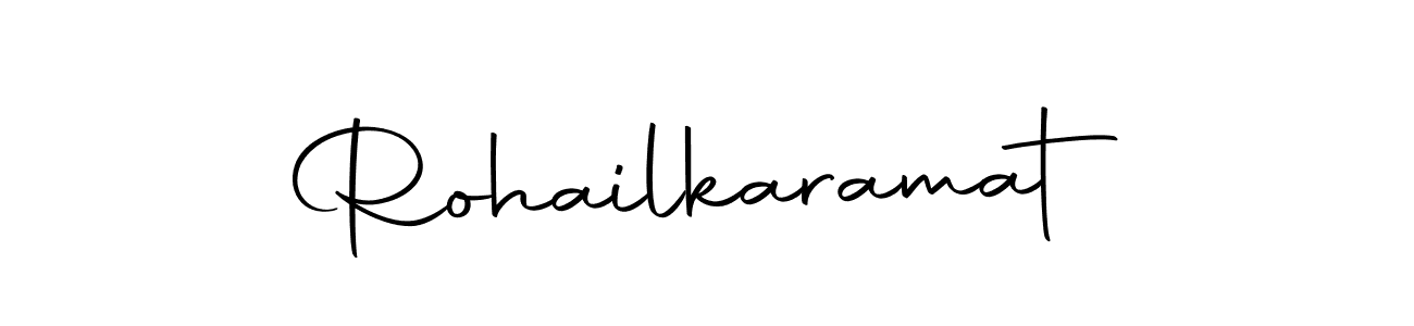 How to make Rohailkaramat name signature. Use Autography-DOLnW style for creating short signs online. This is the latest handwritten sign. Rohailkaramat signature style 10 images and pictures png