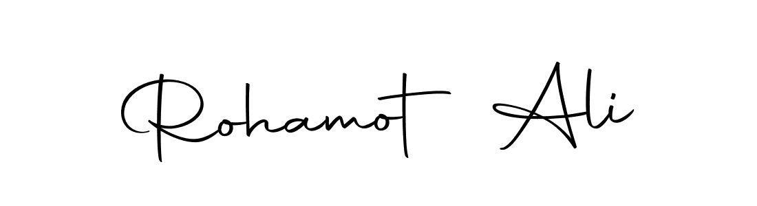 How to make Rohamot Ali name signature. Use Autography-DOLnW style for creating short signs online. This is the latest handwritten sign. Rohamot Ali signature style 10 images and pictures png