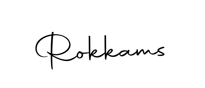 How to make Rokkams name signature. Use Autography-DOLnW style for creating short signs online. This is the latest handwritten sign. Rokkams signature style 10 images and pictures png