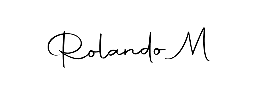 How to make Rolando M name signature. Use Autography-DOLnW style for creating short signs online. This is the latest handwritten sign. Rolando M signature style 10 images and pictures png