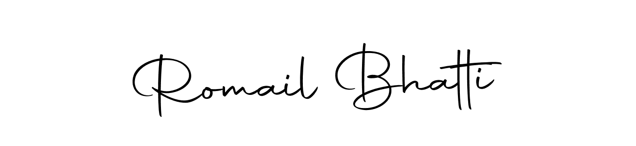How to make Romail Bhatti name signature. Use Autography-DOLnW style for creating short signs online. This is the latest handwritten sign. Romail Bhatti signature style 10 images and pictures png