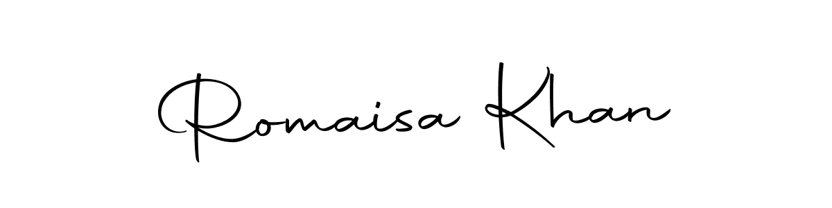 Use a signature maker to create a handwritten signature online. With this signature software, you can design (Autography-DOLnW) your own signature for name Romaisa Khan. Romaisa Khan signature style 10 images and pictures png