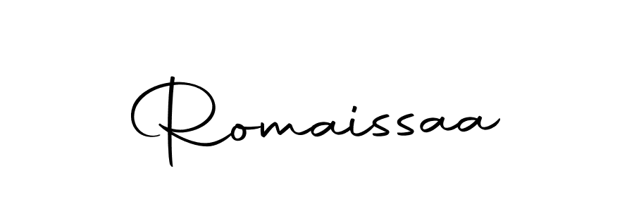 Design your own signature with our free online signature maker. With this signature software, you can create a handwritten (Autography-DOLnW) signature for name Romaissaa. Romaissaa signature style 10 images and pictures png