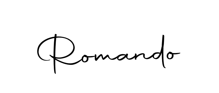 Use a signature maker to create a handwritten signature online. With this signature software, you can design (Autography-DOLnW) your own signature for name Romando. Romando signature style 10 images and pictures png