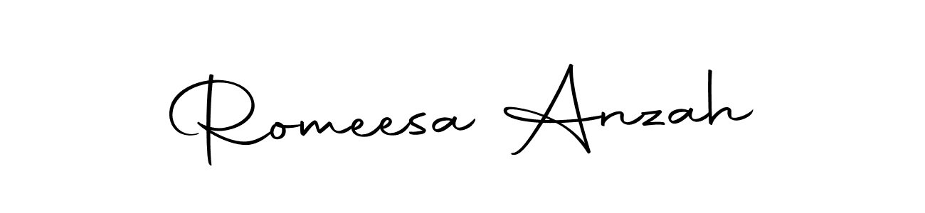 How to make Romeesa Anzah name signature. Use Autography-DOLnW style for creating short signs online. This is the latest handwritten sign. Romeesa Anzah signature style 10 images and pictures png