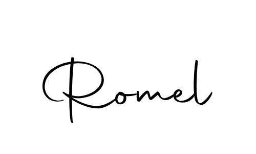 Design your own signature with our free online signature maker. With this signature software, you can create a handwritten (Autography-DOLnW) signature for name Romel. Romel signature style 10 images and pictures png