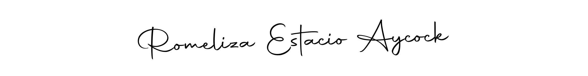 The best way (Autography-DOLnW) to make a short signature is to pick only two or three words in your name. The name Romeliza Estacio Aycock include a total of six letters. For converting this name. Romeliza Estacio Aycock signature style 10 images and pictures png