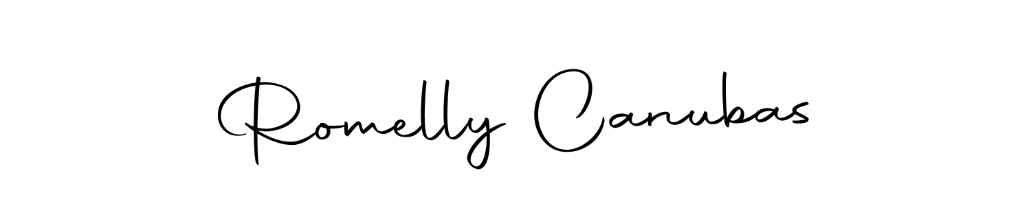 Use a signature maker to create a handwritten signature online. With this signature software, you can design (Autography-DOLnW) your own signature for name Romelly Canubas. Romelly Canubas signature style 10 images and pictures png