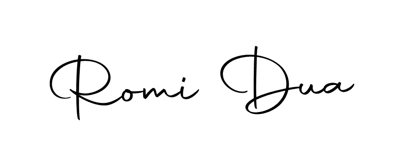 How to make Romi Dua name signature. Use Autography-DOLnW style for creating short signs online. This is the latest handwritten sign. Romi Dua signature style 10 images and pictures png