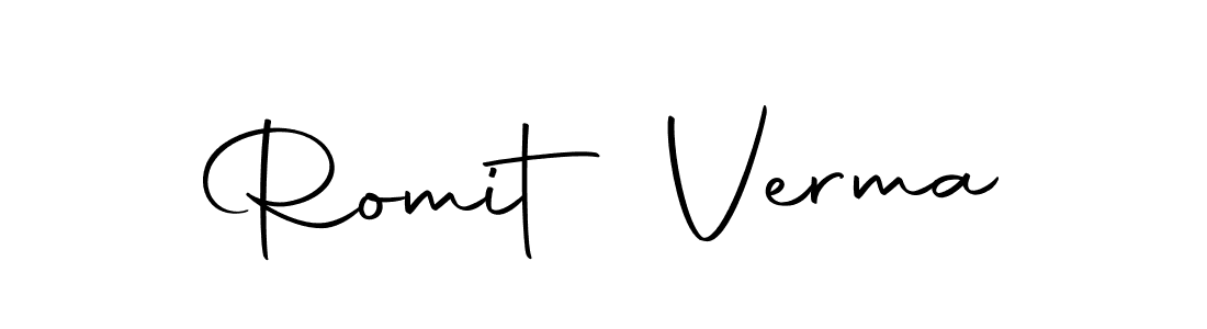 How to make Romit Verma name signature. Use Autography-DOLnW style for creating short signs online. This is the latest handwritten sign. Romit Verma signature style 10 images and pictures png