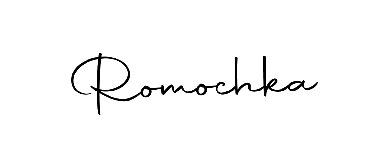 Design your own signature with our free online signature maker. With this signature software, you can create a handwritten (Autography-DOLnW) signature for name Romochka. Romochka signature style 10 images and pictures png
