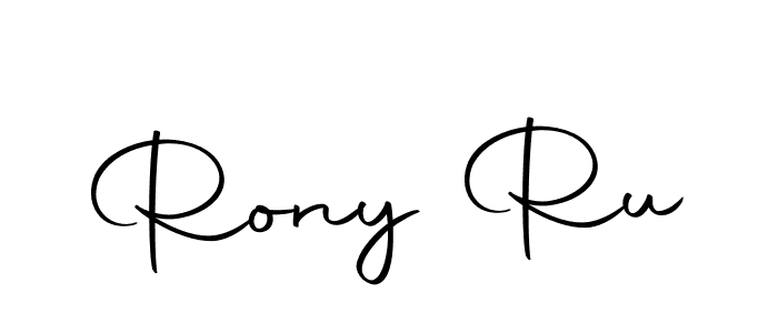 How to make Rony Ru name signature. Use Autography-DOLnW style for creating short signs online. This is the latest handwritten sign. Rony Ru signature style 10 images and pictures png