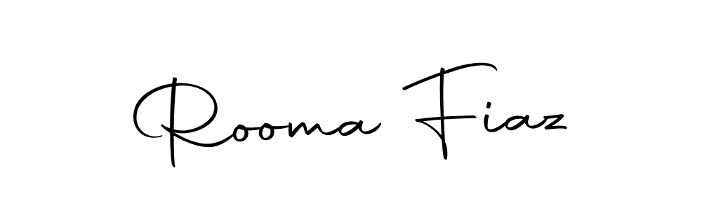 How to make Rooma Fiaz name signature. Use Autography-DOLnW style for creating short signs online. This is the latest handwritten sign. Rooma Fiaz signature style 10 images and pictures png