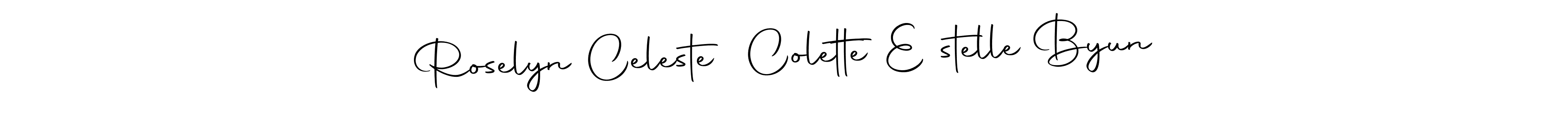 It looks lik you need a new signature style for name Roselyn Celesté Colette Èstelle Byun. Design unique handwritten (Autography-DOLnW) signature with our free signature maker in just a few clicks. Roselyn Celesté Colette Èstelle Byun signature style 10 images and pictures png