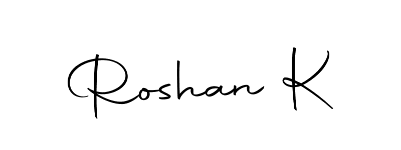 You should practise on your own different ways (Autography-DOLnW) to write your name (Roshan K) in signature. don't let someone else do it for you. Roshan K signature style 10 images and pictures png