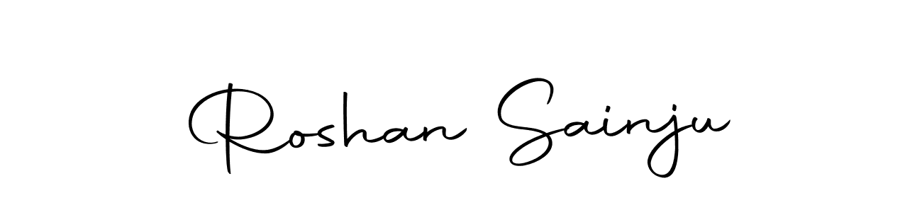 How to make Roshan Sainju name signature. Use Autography-DOLnW style for creating short signs online. This is the latest handwritten sign. Roshan Sainju signature style 10 images and pictures png