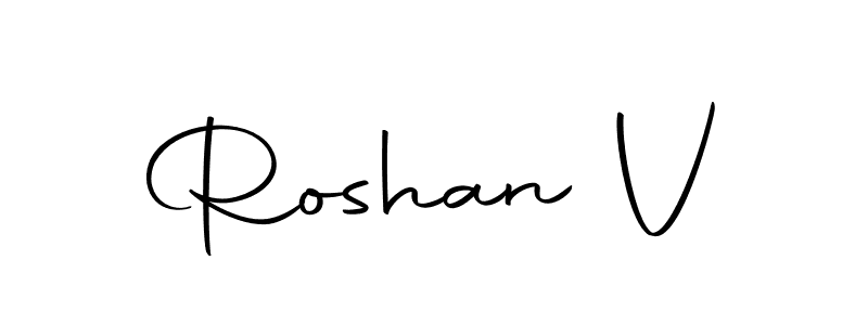 Create a beautiful signature design for name Roshan V. With this signature (Autography-DOLnW) fonts, you can make a handwritten signature for free. Roshan V signature style 10 images and pictures png