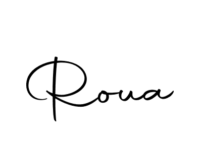 Use a signature maker to create a handwritten signature online. With this signature software, you can design (Autography-DOLnW) your own signature for name Roua. Roua signature style 10 images and pictures png