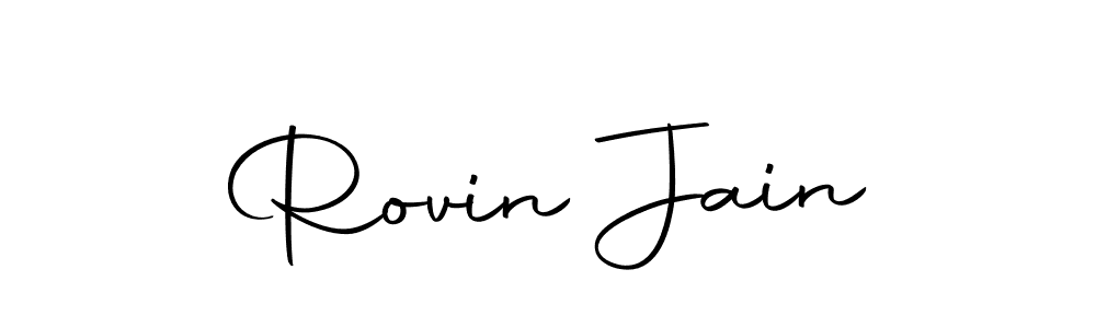 How to make Rovin Jain name signature. Use Autography-DOLnW style for creating short signs online. This is the latest handwritten sign. Rovin Jain signature style 10 images and pictures png