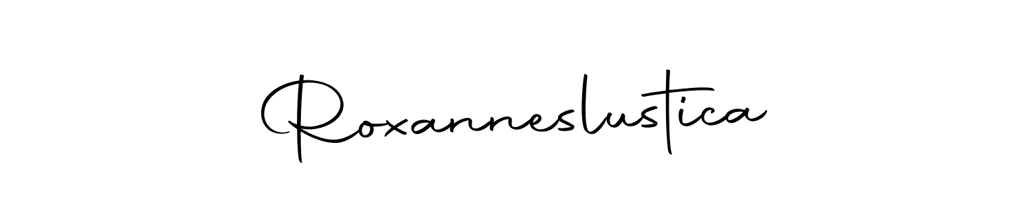 How to make Roxanneslustica name signature. Use Autography-DOLnW style for creating short signs online. This is the latest handwritten sign. Roxanneslustica signature style 10 images and pictures png
