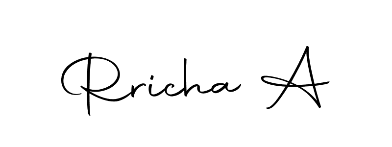Make a beautiful signature design for name Rricha A. Use this online signature maker to create a handwritten signature for free. Rricha A signature style 10 images and pictures png