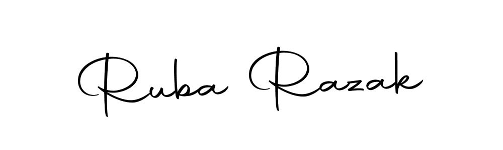 Make a short Ruba Razak signature style. Manage your documents anywhere anytime using Autography-DOLnW. Create and add eSignatures, submit forms, share and send files easily. Ruba Razak signature style 10 images and pictures png