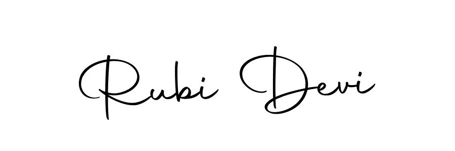 How to make Rubi Devi name signature. Use Autography-DOLnW style for creating short signs online. This is the latest handwritten sign. Rubi Devi signature style 10 images and pictures png