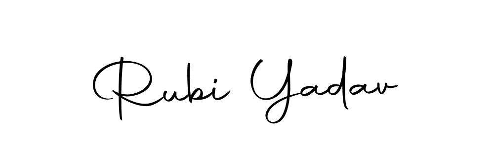 How to make Rubi Yadav name signature. Use Autography-DOLnW style for creating short signs online. This is the latest handwritten sign. Rubi Yadav signature style 10 images and pictures png