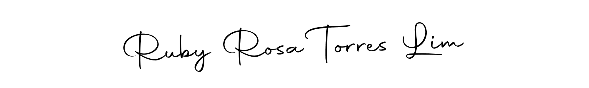 How to make Ruby Rosa Torres Lim name signature. Use Autography-DOLnW style for creating short signs online. This is the latest handwritten sign. Ruby Rosa Torres Lim signature style 10 images and pictures png