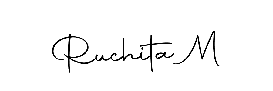 Similarly Autography-DOLnW is the best handwritten signature design. Signature creator online .You can use it as an online autograph creator for name Ruchita M. Ruchita M signature style 10 images and pictures png