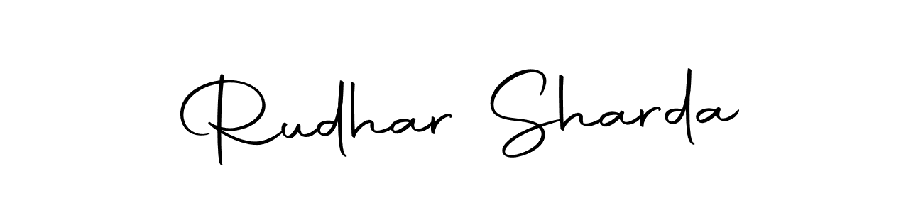 You should practise on your own different ways (Autography-DOLnW) to write your name (Rudhar Sharda) in signature. don't let someone else do it for you. Rudhar Sharda signature style 10 images and pictures png