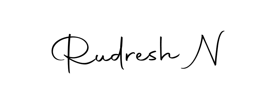 How to make Rudresh N name signature. Use Autography-DOLnW style for creating short signs online. This is the latest handwritten sign. Rudresh N signature style 10 images and pictures png