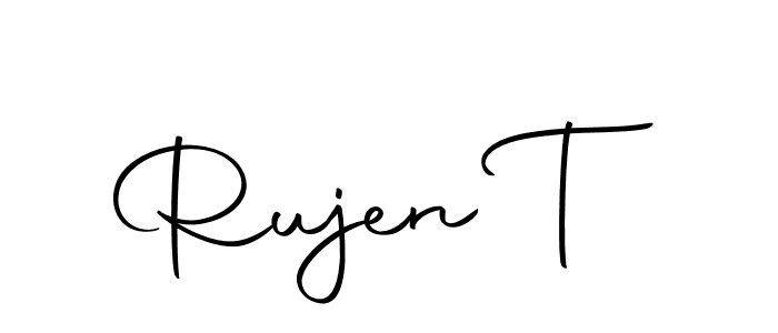 Similarly Autography-DOLnW is the best handwritten signature design. Signature creator online .You can use it as an online autograph creator for name Rujen T. Rujen T signature style 10 images and pictures png