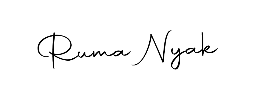 The best way (Autography-DOLnW) to make a short signature is to pick only two or three words in your name. The name Ruma Nyak include a total of six letters. For converting this name. Ruma Nyak signature style 10 images and pictures png