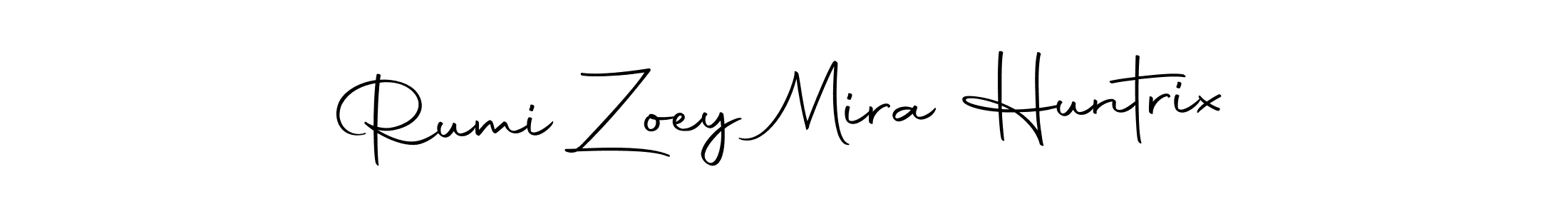 Make a beautiful signature design for name Rumi Zoey Mira Huntrix. With this signature (Autography-DOLnW) style, you can create a handwritten signature for free. Rumi Zoey Mira Huntrix signature style 10 images and pictures png