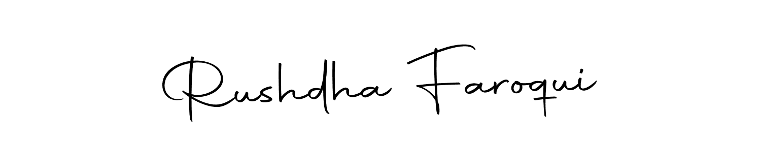 You should practise on your own different ways (Autography-DOLnW) to write your name (Rushdha Faroqui) in signature. don't let someone else do it for you. Rushdha Faroqui signature style 10 images and pictures png