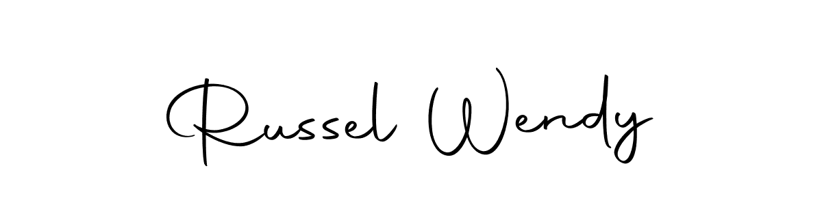 You should practise on your own different ways (Autography-DOLnW) to write your name (Russel Wendy) in signature. don't let someone else do it for you. Russel Wendy signature style 10 images and pictures png