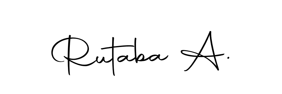 The best way (Autography-DOLnW) to make a short signature is to pick only two or three words in your name. The name Rutaba A. include a total of six letters. For converting this name. Rutaba A. signature style 10 images and pictures png