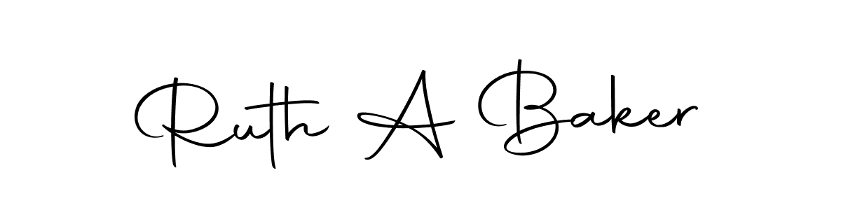 How to make Ruth A Baker name signature. Use Autography-DOLnW style for creating short signs online. This is the latest handwritten sign. Ruth A Baker signature style 10 images and pictures png