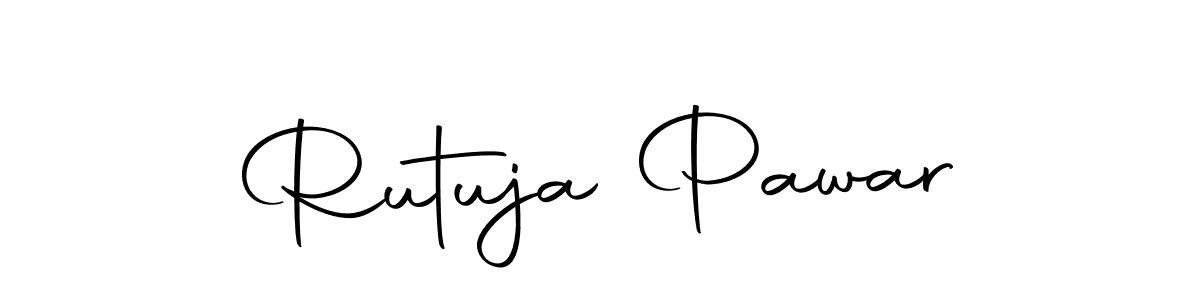 How to make Rutuja Pawar name signature. Use Autography-DOLnW style for creating short signs online. This is the latest handwritten sign. Rutuja Pawar signature style 10 images and pictures png