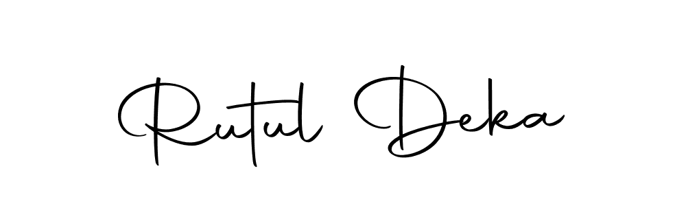 How to make Rutul Deka name signature. Use Autography-DOLnW style for creating short signs online. This is the latest handwritten sign. Rutul Deka signature style 10 images and pictures png