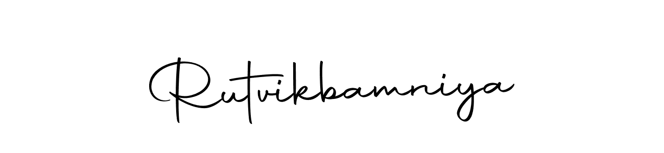 Use a signature maker to create a handwritten signature online. With this signature software, you can design (Autography-DOLnW) your own signature for name Rutvikbamniya. Rutvikbamniya signature style 10 images and pictures png