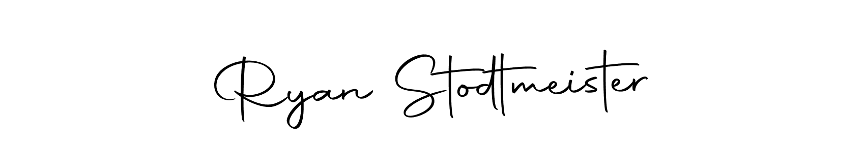 How to make Ryan Stodtmeister name signature. Use Autography-DOLnW style for creating short signs online. This is the latest handwritten sign. Ryan Stodtmeister signature style 10 images and pictures png