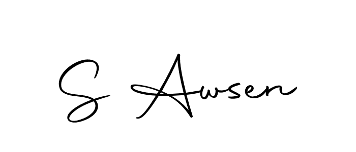 This is the best signature style for the S Awsen name. Also you like these signature font (Autography-DOLnW). Mix name signature. S Awsen signature style 10 images and pictures png
