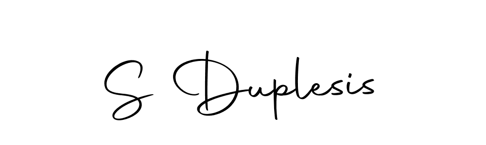 Create a beautiful signature design for name S Duplesis. With this signature (Autography-DOLnW) fonts, you can make a handwritten signature for free. S Duplesis signature style 10 images and pictures png