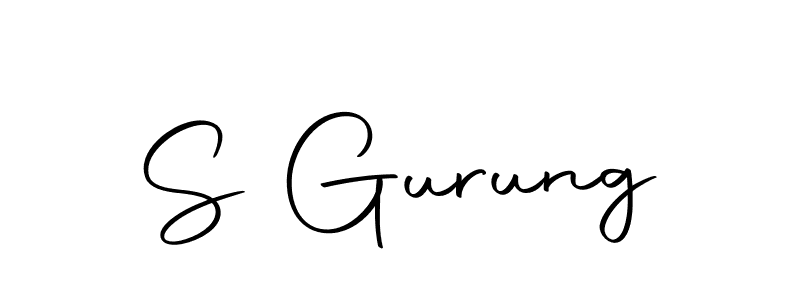 Use a signature maker to create a handwritten signature online. With this signature software, you can design (Autography-DOLnW) your own signature for name S Gurung. S Gurung signature style 10 images and pictures png