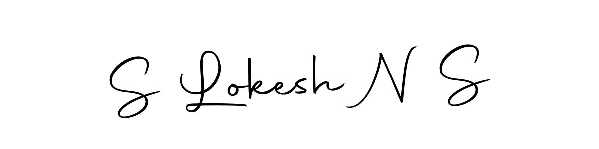 How to make S Lokesh N S name signature. Use Autography-DOLnW style for creating short signs online. This is the latest handwritten sign. S Lokesh N S signature style 10 images and pictures png