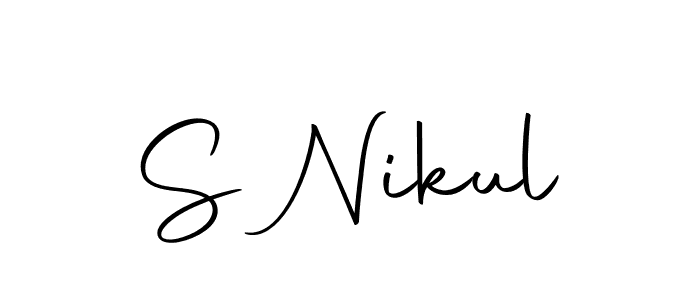 The best way (Autography-DOLnW) to make a short signature is to pick only two or three words in your name. The name S Nikul include a total of six letters. For converting this name. S Nikul signature style 10 images and pictures png