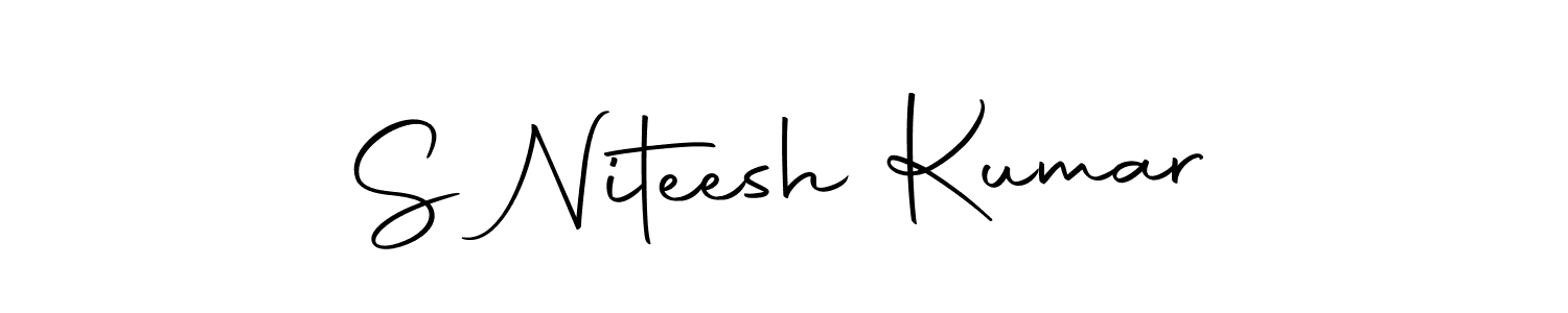 How to make S Niteesh Kumar name signature. Use Autography-DOLnW style for creating short signs online. This is the latest handwritten sign. S Niteesh Kumar signature style 10 images and pictures png