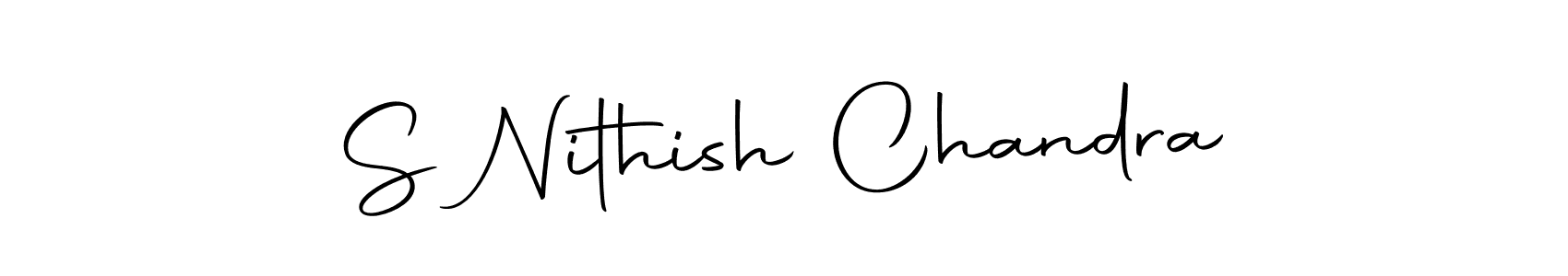 How to make S Nithish Chandra name signature. Use Autography-DOLnW style for creating short signs online. This is the latest handwritten sign. S Nithish Chandra signature style 10 images and pictures png